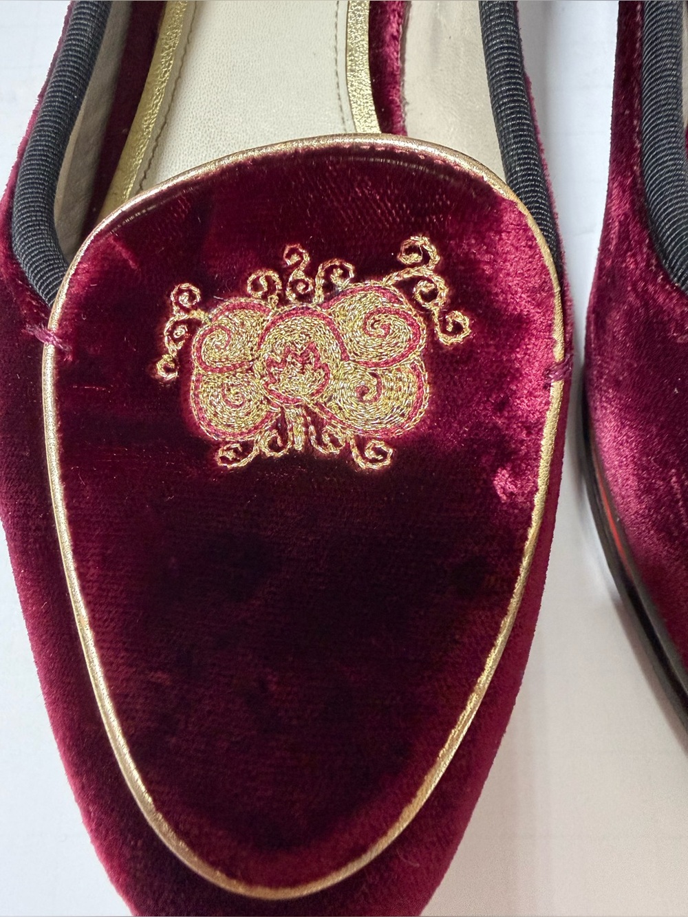 Jason Wu “Little Emperor” Burgundy Red Velvet Platform Loafers Embroidered 38 - Picture 2 of 8